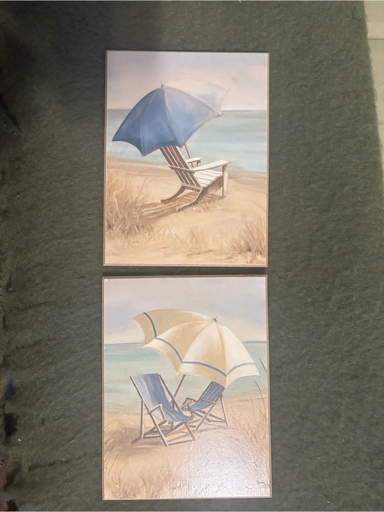 Other - Framed Beach Umbrella Wall Art Set
